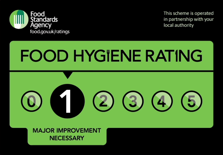 1 hygiene rating