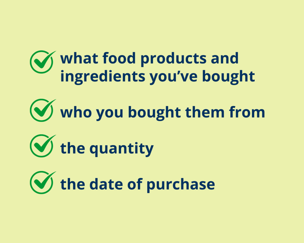 list of traceability requirements for caterers